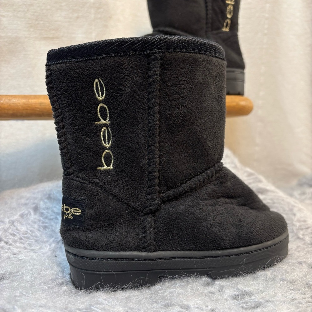 bebe Toddler Black Winter Boots Faux Fur Lined Size 9